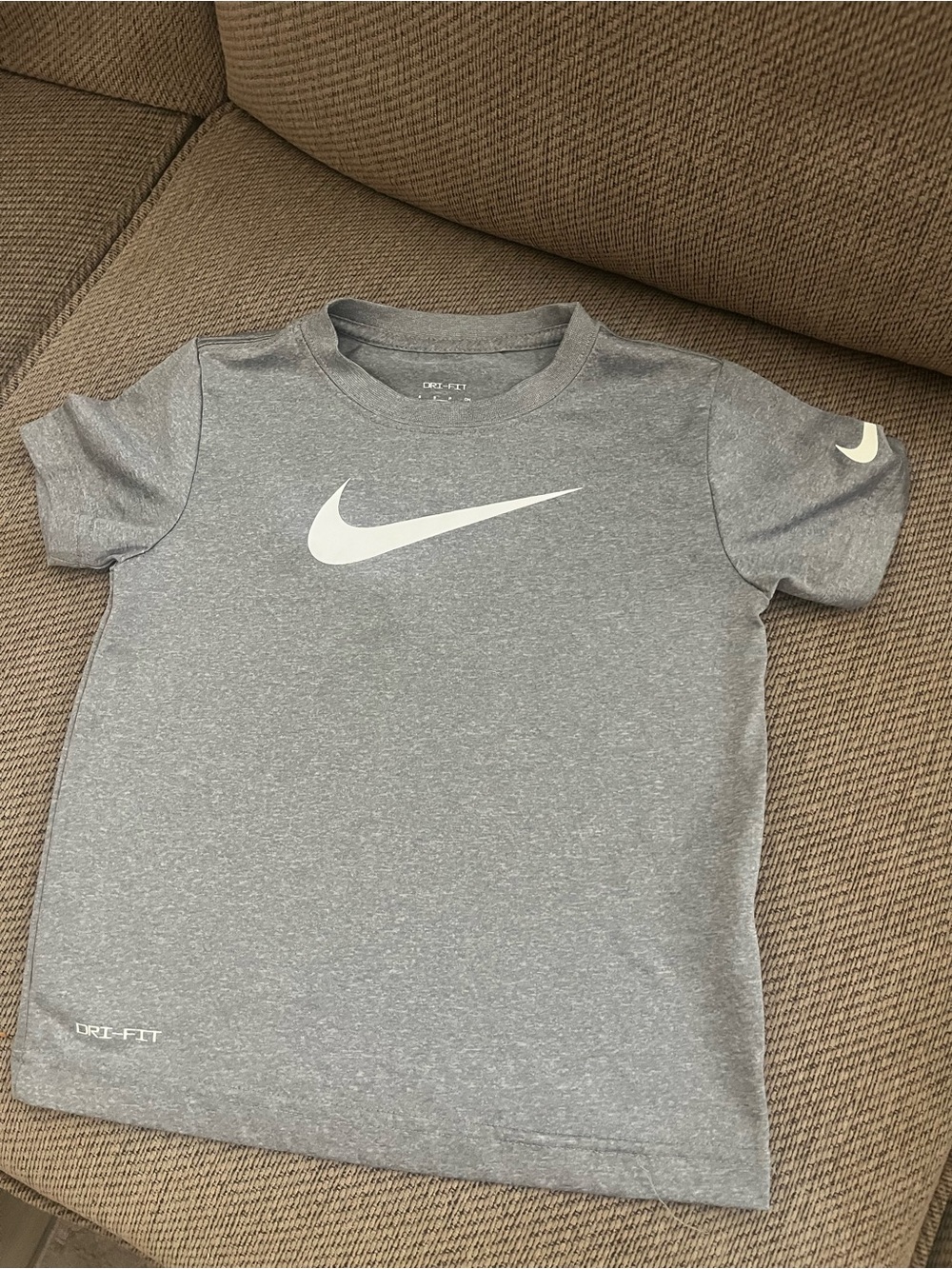 Nike Gray Short Sleeve Dri-FIT Tee with White Swoosh